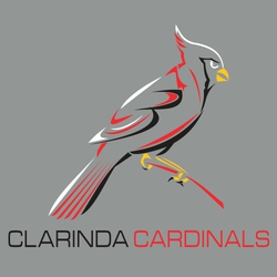 four color cardinal mascot tee shirt design with cardinal created using mutlicolored shapes