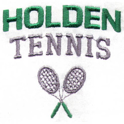 crossed tennis racquets with arched lettering above