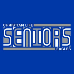 Seniors t-shirt design with alternating letter colors and backgrounds on word SENIOR