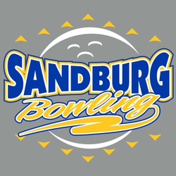 three color bowling tee shirt design with lane lines and one color ball behind lettering