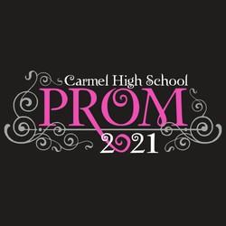 three color prom design with curly style lettering and filigrees