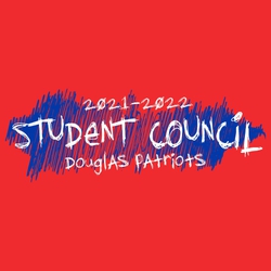 two color student council tee shirt design with squiggle across garment and loose hand lettering.