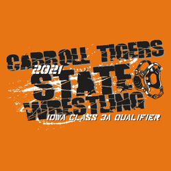 three color state wrestling tee shirt design with headgear and distressed text