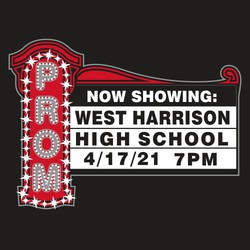 three color prom tee shirt design with movie marquee sign