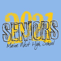 three color senior tee shirt design with distressed lettering