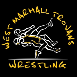 two color wresting tee shirt design with loose line drawing of wrestler throwing an opponent