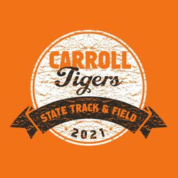 3 color state track and field design with circle and distress