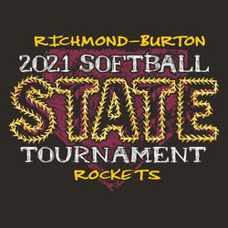 state softball t-shirt design with laces forming the word state and a distressed home plate in the background