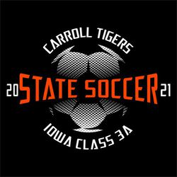 two color state soccer tee shirt design with textured soccer ball