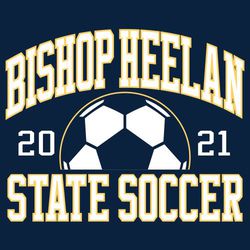 two color state soccer tee shirt design with block athletic style lettering and large soccer ball