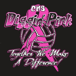 two color fight against diggin' pink fight against cancer tee shirt design with cancer ribbon and volleyball.