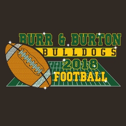 four color football tee shirt design with field and stylized football