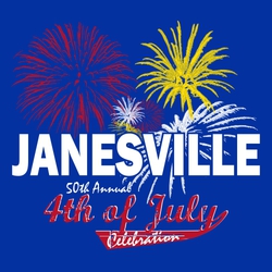 three color fourth of July t-shirt design with fireworks