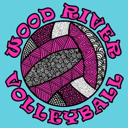 three color volleyball tee shirt design with multiple funky textures in the volleyball panels