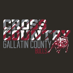 three color cross country tee shirt design with color slashed through lettering