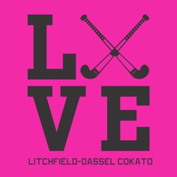 one color field hockey t-shirt design with love and crossed sticks