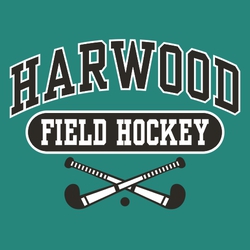two color tee shirt design with field hockey sticks and lettering box