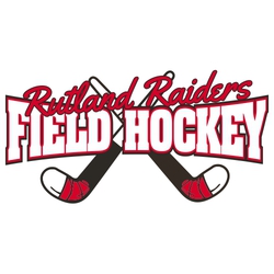 two color field hockey t-shirt design with crossed sticks using script and block lettering.