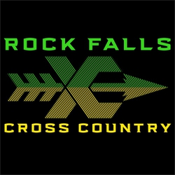 two color cross country t-shirt design with large XC and arrow created with lines