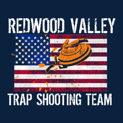 patriotic trap shooting tee shirt design with USA flag and skeet shattering