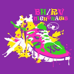colorful shoe for cross country tee shirt design. four color splash with XC in shoe