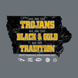 three color homecoming tee shirt design with multisport images and state of Iowa