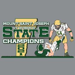 five color state football tee shirt design with player standing over tackled player