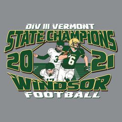 six color state football t-shirt design with breakaway runner