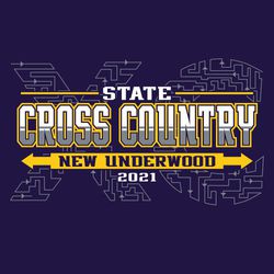 Three color state cross country t-shirt design with arrows for XC lettering