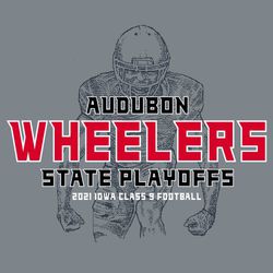four color state football tee shirt design with football player in the background