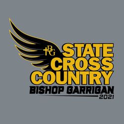 three color state cross country tee shirt design with winged foot