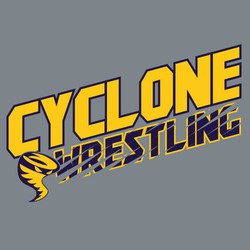 two color wrestling t-shirt design with mascot and diagonal lettering