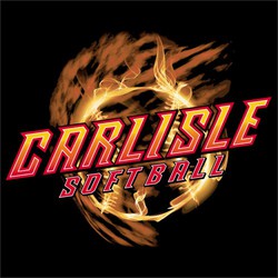 softball made of fire and smoke with shaded lettering