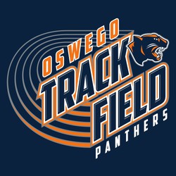 three color track tee shirt design with track lanes and diagonal lettering.