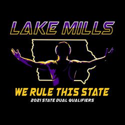three color state wrestling tee shirt design with back view of wrestler with arms spread in front of state outline