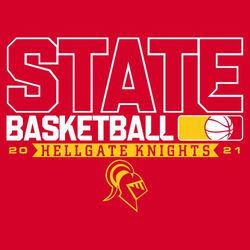 two color state basketball tee shirt design with large word STATE