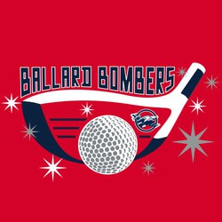 three color golf tee shirt design with lettering fit to driver head