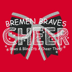 three color cheerleading tee shirt design with black and silver glitter bow