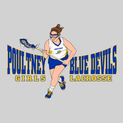 six color lacrosse tee shirt design with female lacrosse player.