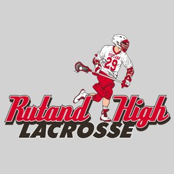 4 color lacrosse tee shirt design with male lacrosse player.