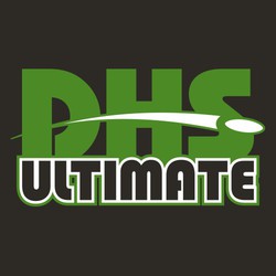 two color ultimate design with disc or frisbee flying through lettering