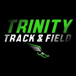two color track tee shirt design with italicised team name and track & field lettering.  Diagonal lines through ends of lettering.  Stylized winged track shoe under text.