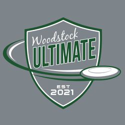 two color ultimate tee shirt design with moving disc or frisbee crossing over a shield with team name in script.  est 2018.