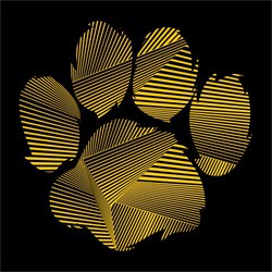 one color spirit wear tee shirt design.  mascot (paw) composed of slashing line effect.