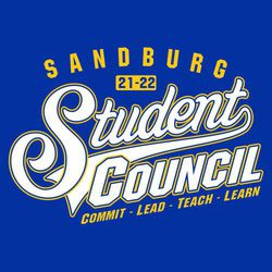 two color student council tee shirt design.  Student Council in script with tail.   Commit Lead Teach Learn tagline.  School years in knockout oval