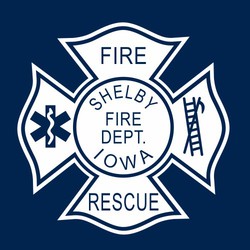 one color fire and rescue tee shirt design with fire department emblem.