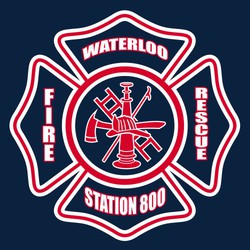 two color fire and rescue tee shirt design with fire department emblem