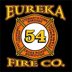 three color fire department tee shirt design with fire department emblem and department number or truck number inside emblem