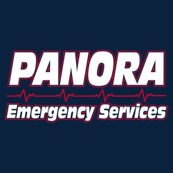 two color EMS tee shirt design with cardiogram between service provider name and Emergency Services.