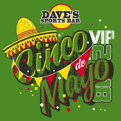 four color Cinco de Mayo tee shirt design with confetti, flags and a sombrero.